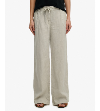 Superdry Pantalon beige � taille basse en lin
