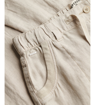 Superdry Pantalon beige � taille basse en lin