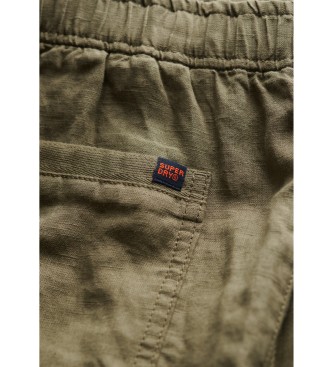 Superdry Zielone spodnie lniane