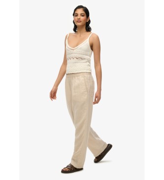 Superdry Pantaln de Lino beige