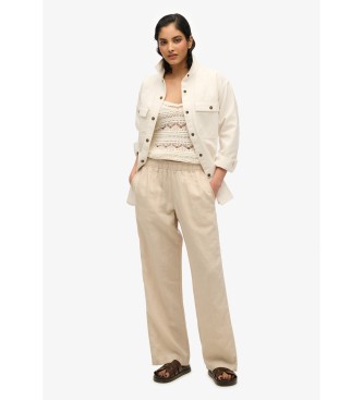 Superdry Pantaln de Lino beige
