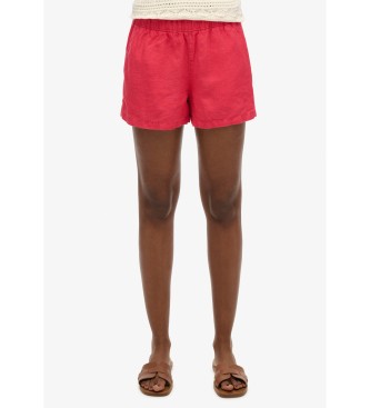 Superdry Kratka lanena rdeča