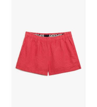 Superdry Kratka lanena rdeča