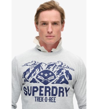 Superdry Lo-Fi Outdoors Graphic Crew pulover siva