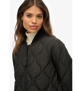 Superdry Long Quilted Liner Jacket black