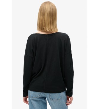 Superdry Long sleeve knitted T-shirt black