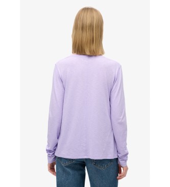 Superdry Long sleeve knitted T-shirt with V-neck, lilac