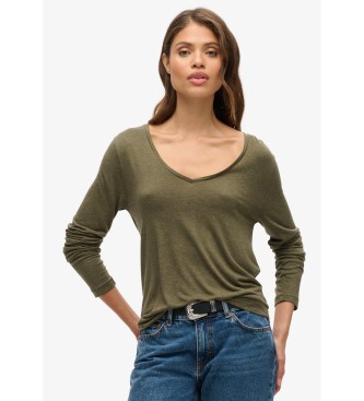 Superdry Long Sleeve V Neck T-shirt green