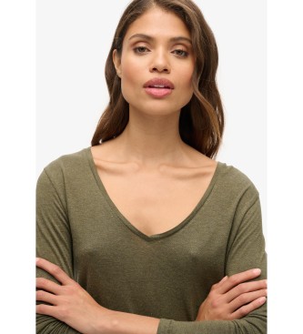 Superdry Long Sleeve V Neck T-shirt green