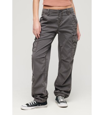 Superdry Pantaln cargo de corte recto y talle bajo gris