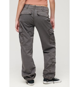 Superdry Pantaln cargo de corte recto y talle bajo gris