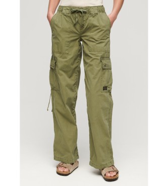 Superdry Groene militaire broek met lage taille