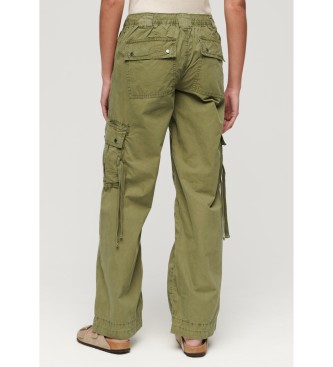 Superdry Pantaln militar de talle bajo verde