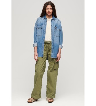 Superdry Pantaln militar de talle bajo verde