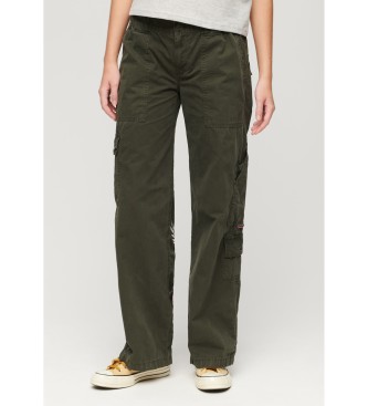 Superdry Low rise cargo trousers with green embroidery