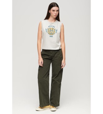 Superdry Low rise cargo trousers with green embroidery