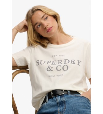 Superdry Camiseta Luxe blanco crema