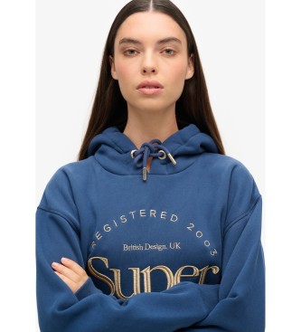 Superdry Kjole med htte og metallisk Luxe-logo bl