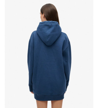 Superdry Hooded dress with metallic Luxe logo blue