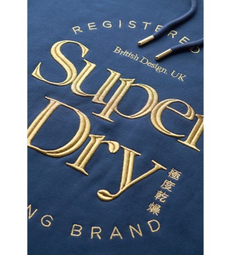 Superdry Robe  capuche avec logo Luxe mtallique bleu