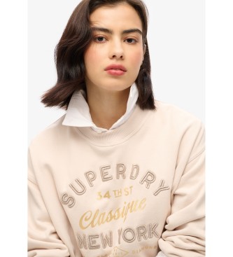 Superdry Locker sitzendes Sweatshirt mit metallischem Luxe-Logo beige