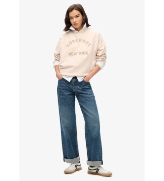 Superdry Locker sitzendes Sweatshirt mit metallischem Luxe-Logo beige