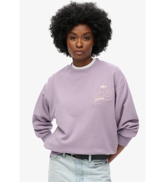 Superdry Lst sittande sweatshirt med metallisk Luxe-logotyp lila