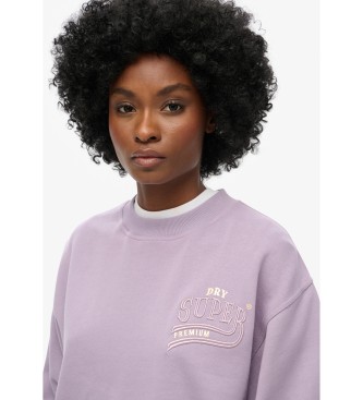 Superdry Loose-fitting sweatshirt with metallic Luxe logo lilac