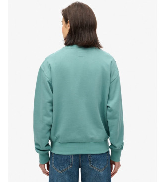 Superdry Loose-fitting sweatshirt with metallic logo Luxe turquoise  