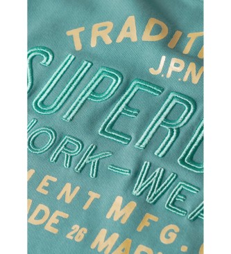 Superdry Felpa dalla vestibilit ampia con logo Luxe metallico turchese  