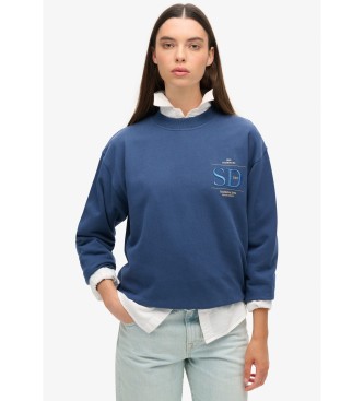 Superdry Sudadera de corte holgado con logotipo metalizado Luxe azul