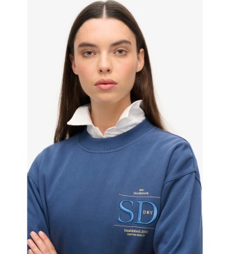 Superdry Losvallend sweatshirt met metallic logo Luxe blauw