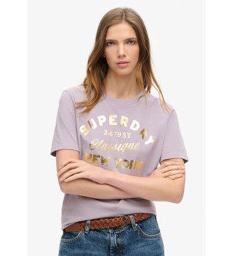 Superdry Relaxed fit T-shirt with metallic logo Luxe lilac