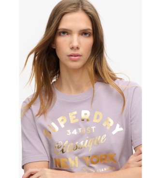 Superdry Relaxed fit T-shirt with metallic logo Luxe lilac