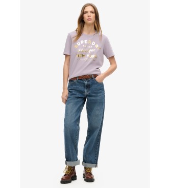 Superdry Relaxed fit T-shirt with metallic logo Luxe lilac
