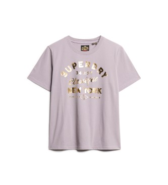 Superdry Relaxed fit T-shirt with metallic logo Luxe lilac