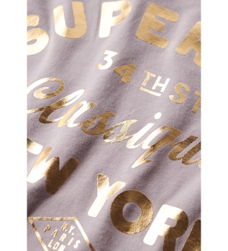 Superdry Relaxed fit T-shirt with metallic logo Luxe lilac