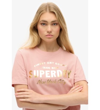 Superdry Luksusowy różowy T-shirt