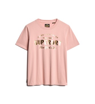 Superdry Luksusowy różowy T-shirt