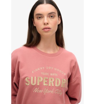 Superdry Sweaterstof jurk met metallic Luxe logo roze