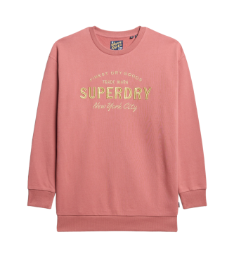 Superdry Abito felpa rosa Luxe con logo metallico