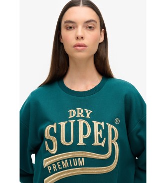 Superdry Klnning i sweatshirtmaterial med metallic Luxe-logotyp grn