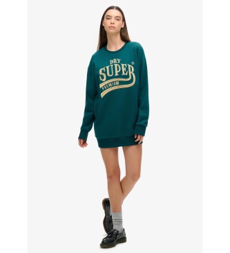 Superdry Kjole i sweatshirtstof med metallisk Luxe-logo i grn