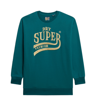 Superdry Vestido em tecido de camisola com logtipo Luxe metlico verde