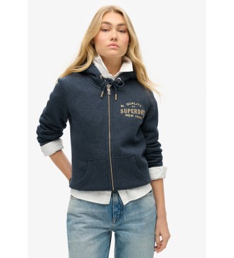 Superdry Sweat  capuche avec fermeture clair et logo Luxe mtallique marine