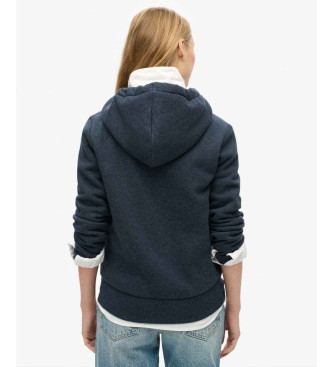 Superdry Hooded sweatshirt met rits en metallic Luxe logo navy