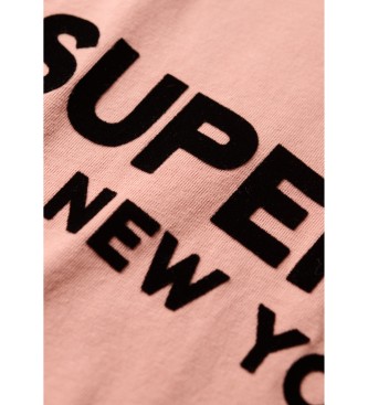 Superdry T-shirt desportiva de luxo, cor-de-rosa