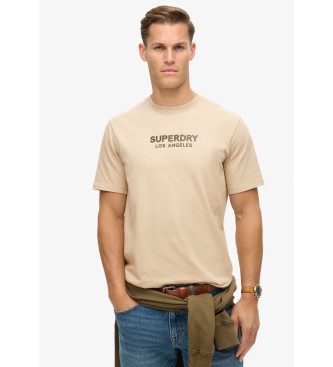 Superdry T-shirt beige sportiva di lusso ampia