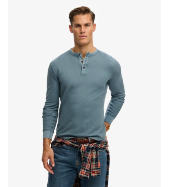 Superdry Teksturowana koszulka Grandad w kolorze niebieskim