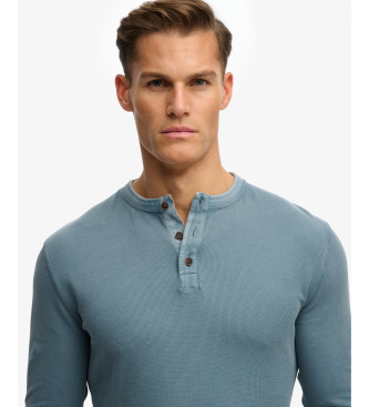 Superdry Teksturowana koszulka Grandad w kolorze niebieskim